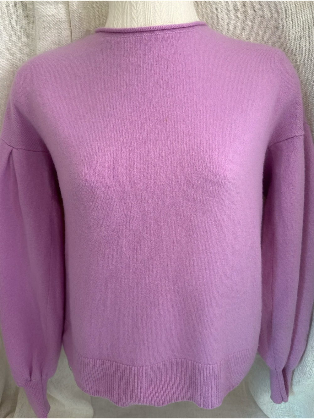 💜 Sundance 100% Cashmere Lilac Purple Balloon Sleeve Sweater • XS